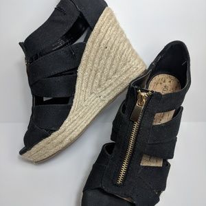 Black platform wedge sandals